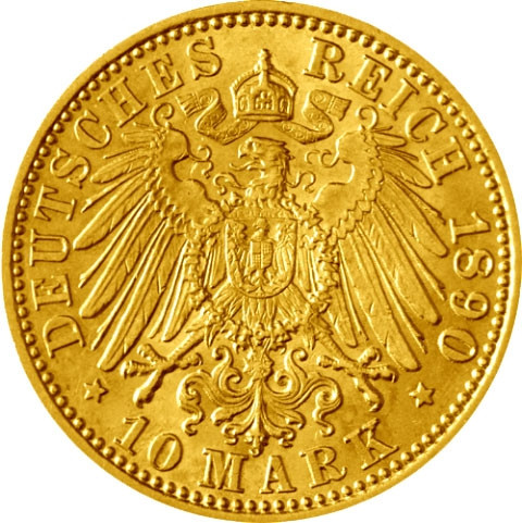 10 Mark Münze 1890 Großherzogtum Mecklenburg-Schwerin J.232 Franz III. Gold Kaiserreich 