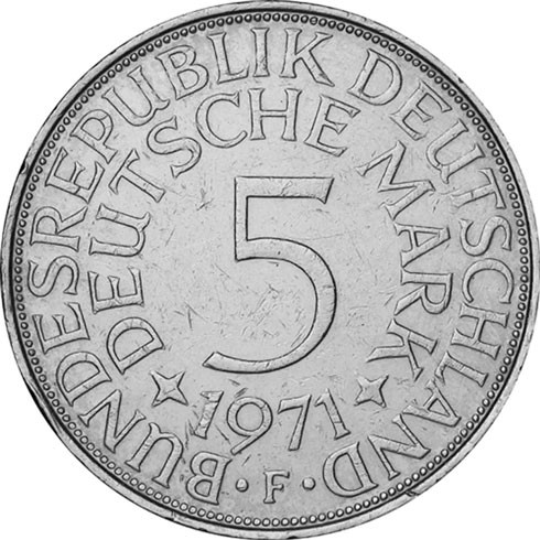 BRD 4 x 5 DM Kursmünze 1971 D - F - G - J Heiermann Silber-Fünfer