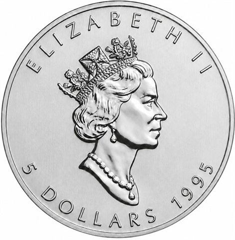 Kanada-5-Dollar-1995-1-Unze-Silber-Maple-Leaf-RS