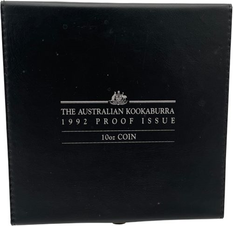 Australien-10-Dollar-1992-pp-10-oz-Silber-Kookaburra-Etui