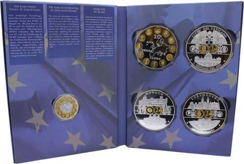 Mix-5xMedaillen-2002-10 Jahre Euro-Folder front