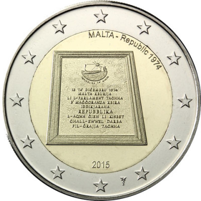 Malta 2 Euro 2015 stgl. Parlamentarische Republik" mit Münzmeisterzeichen -  in Kapsel mit Zertifikat