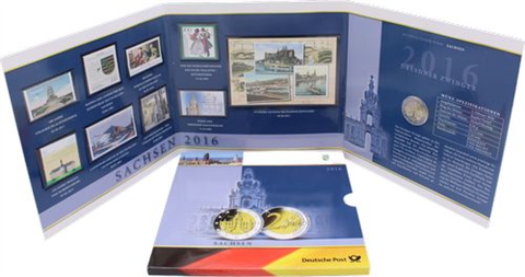 Deutschland-2Euro-Briefmarken-2016-Dresdner Zwinger-Folder