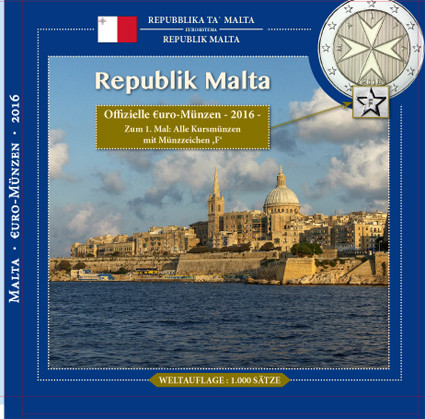 Malta 3,88 Euro  2016 stgl. KMS -  Sondersatz im Folder mit Mzz. F 