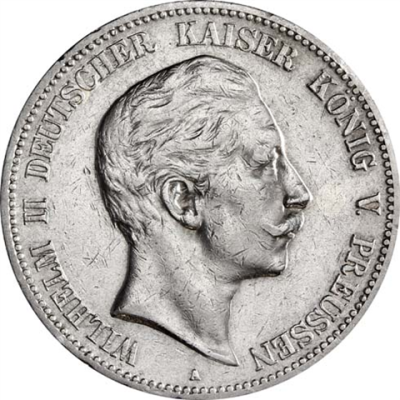 Jäger 104 Preussen 5 Mark 1891 - 1908 Sehr Schön König Wilhelm II I