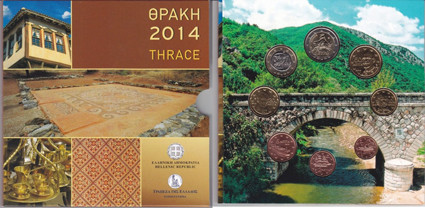 Griechenland 3,88 Euro 2014 stgl. KMS 1 Cent - 2 Euro  im Folder 