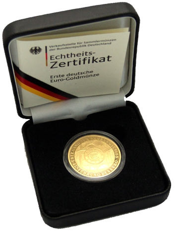  1/2 oz Goldmünze Deutschland 100 Euro 2002 stgl. Übergang zur Währungsunion Mzz. Historia Wah