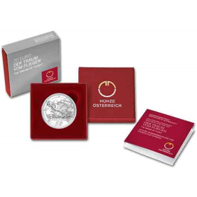 Österreich-20-Euro-2019-Silber-PP-2019-Motorflug-Etui
