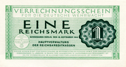 Banknote - 1 Reichsmark 1944  Deutsche Wehrmacht