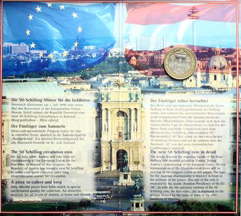 Österreich 50 Schilling 1998 Hgh EU Ratspräsidentschaft I