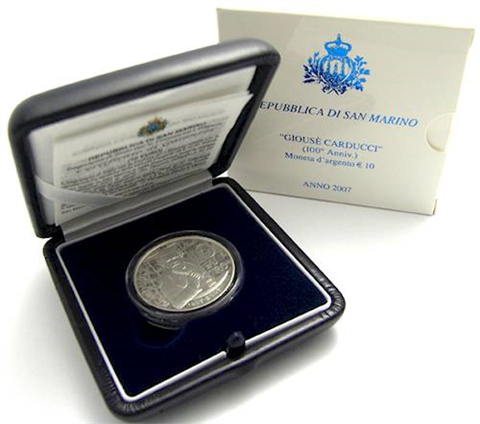 San Marino 10 Euro 2007 PP 100. Geburtstag von Giousé Carducci-III