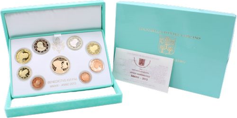 Vatikan-53,88 Euro-2013-PP-AU-Kursmünzensatz-Etui