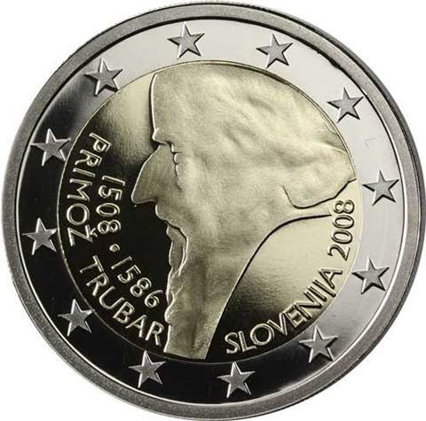 Slowenien-2-Euro-2008-PP-Primoz-Trubar