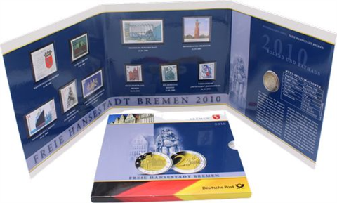 Deutschland-2Euro-Briefmarken-2010-Bremer Roland-Folder