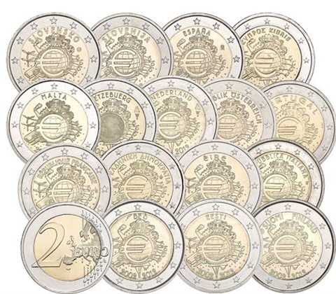 2-Euromünzen-Bargeld-Satz