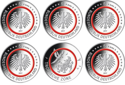 Deutschland 5 Euro Münzen 2017 PP  Tropische Zone Komplettsatz