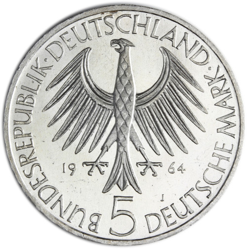 Deutschland 5 DM 1964 Stgl. Johann Gottlieb Fichte in Münzkapsel