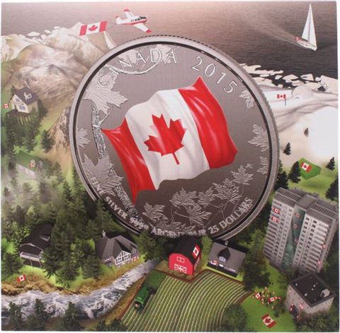 Kanada-25 Dollar-2015-AGstgl-Farbe-Kanadische Flagge-RS