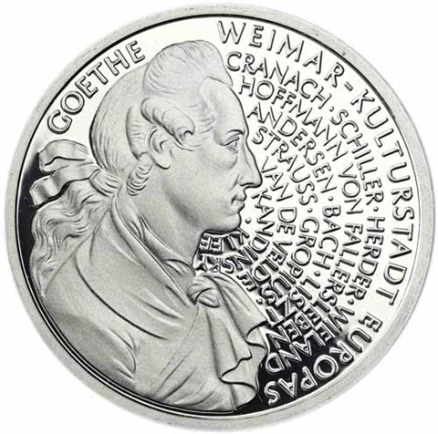 Deutschland-10-DM-Silber-1999-PP-Johann-Wolfgang-von-Goethe-und-Weimar-I