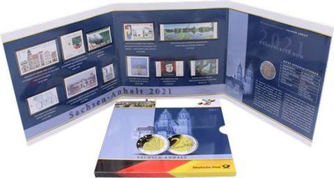 Deutschland-2Euro-Briefmarken-2021-Magdeburger Dom-Folder