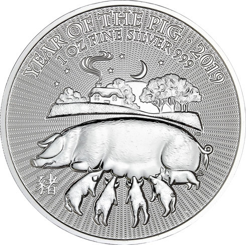 1 Oz Silber 2019 Lunar UK Schwein