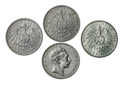 Konvolut: Preußen 2 Mark, 3 Mark und 5 Mark (1891-1912) König Wilheml II