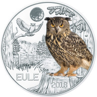 Österreich 3 Euro Tier-Taler 2018 mit Farb-Motiv EULE Papagei 