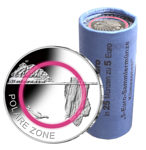 Deutschland-25-x-5-Euro-2021-Polare-Zone---Münzen-in-Rolle