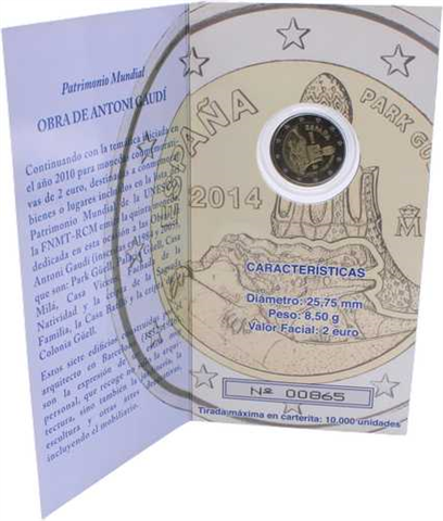 Spanien-2Euro-2014-PP-Park Güell-Coincard