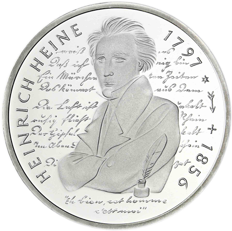 Deutschland 10 DM Silber 1997 Stgl. 200. Geburtstag von Heinrich Heine I
