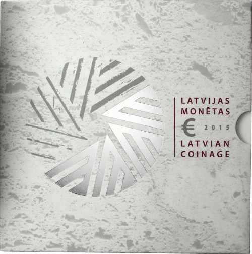 Lettland 5,88 Euro 2015 Stgl.  KMS 1 Cent bis 2 Euro mit 2 Euro EU Präsidentschaft im Folder