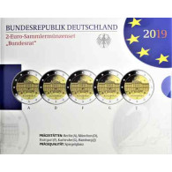 Deutschland 5 x 2 Euro 2019 PP Bundesrat Mzz. A - J im Folder