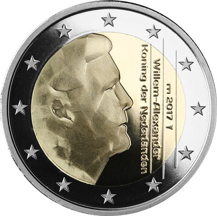 Aktuelle 2 Euro Ausgaben Niederlande mit dem Motiv König Willem Alexander Jahrgang 2017 