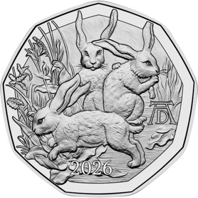 Österreich-5Euro-2026-AgHgh-Hasentrio-RS