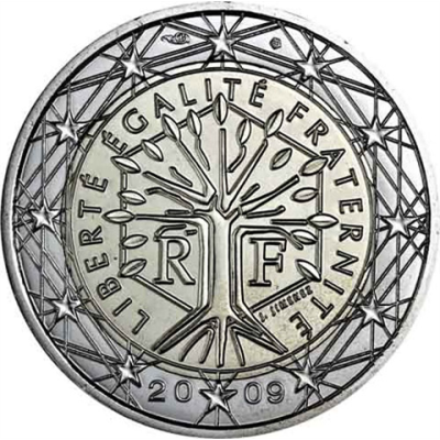 Frankreich-2Euro-2009-Kursmünze-Lebensbaum-RS