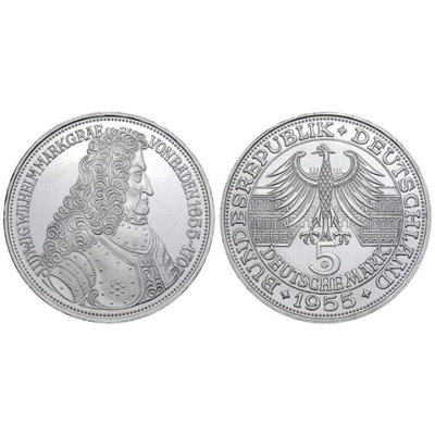 5 DM 1955 Markgraf von Baden I und II