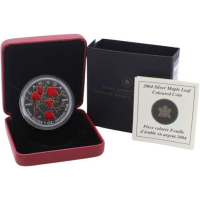 Kanada-5Dollar-2004-AGpp-Farbe-Maple Leaf-Etui
