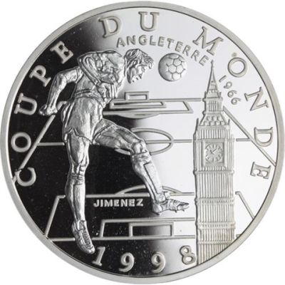 Frankreich-10 Francs-1997-AGpp-World Cup 1998-Kopfball Big Ben-RS