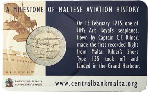 Malta-2Euro-2015-Stgl-CoinCard-ErsterFlug-RS