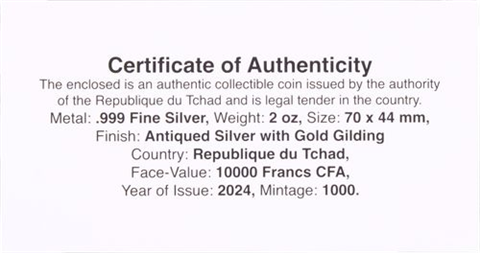 Tschad-1000 Francs-2024-Antiksilber mit Goldauflage-Pistole