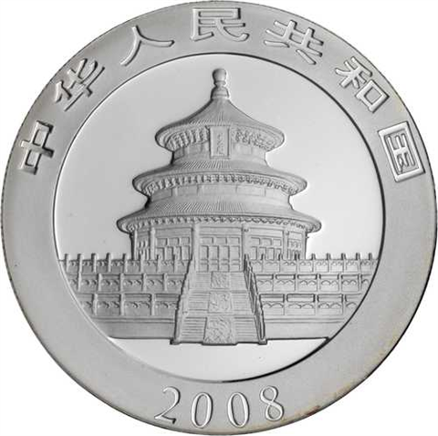 China-10Yuan-2008-AG-Panda-Goldveredelung-FD-VS