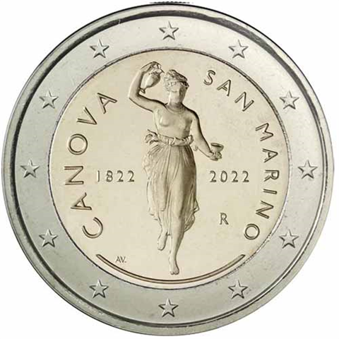 San-Marino-2-Euro-Münze-2022-Stgl-Antonio-Canova