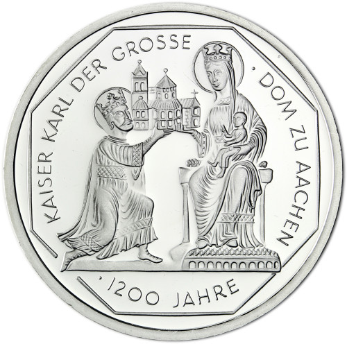 Deutschland 10 DM Silber 2000 Stgl. Karl der Grosse und der Dom zu Aachen