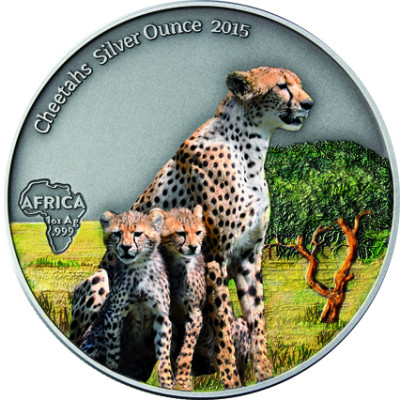 1 Oz Silber 2015 Gepard in FARBE 