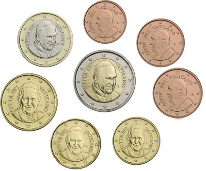 Vatikan 1 Cent bis 2  Euro Münzen  gemischte Jahrgänge mit Papst Franziskus 