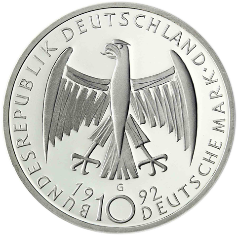 Deutschland 10 DM Silber 1992 Stgl. 125. Geburtstag von Käthe Kollwitz I