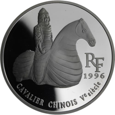 Frankreich-1,5 Euro 10 Francs-1996-AGpp-Chinesischer Reiter-RS