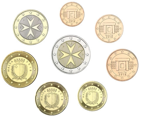Malta 2018 Kursmünzen 1 Cent bis 2 Euro 2018 lose mit Mzz. 'F'