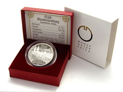 Österreich-10-Euro-2008-Silber-PP-Klosterneuburg-Etui