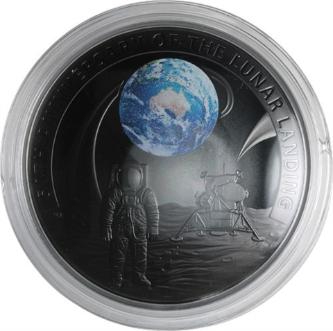 Australien-5 dollar-2019-AGpp-Moon landing-Mond landung-Etui